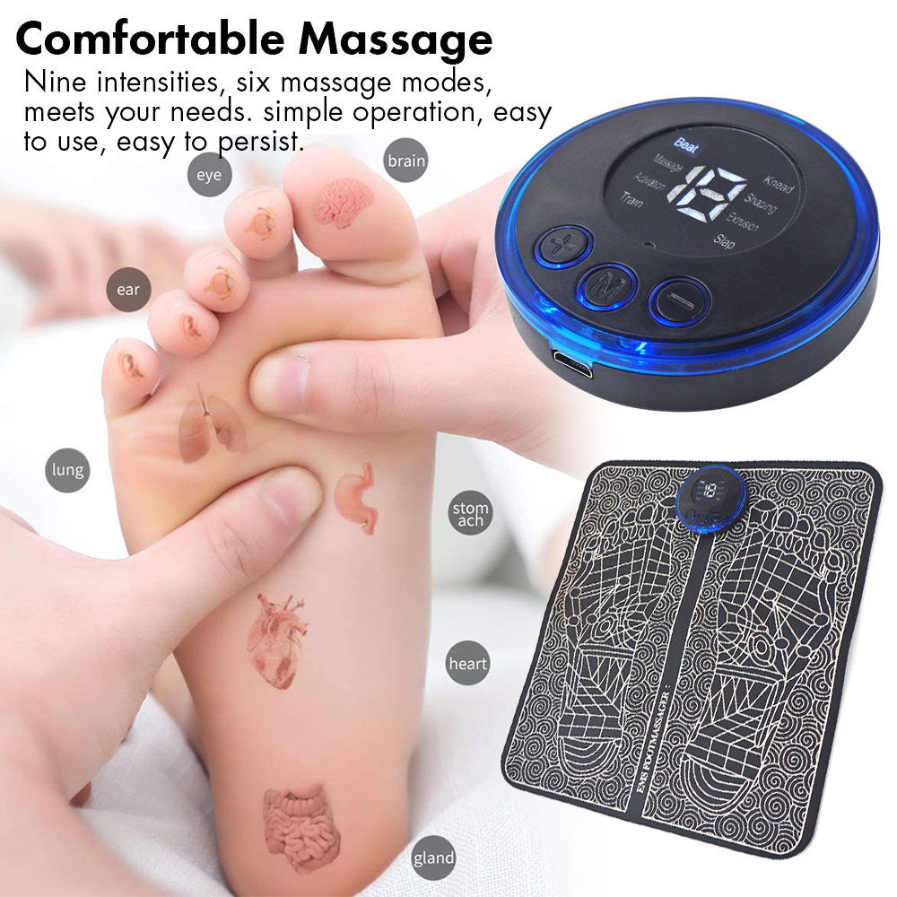 Hot Products Free Sample TENS Massage Pad Feet Muscle Stimulator Massage Mat Electric Vibration EMS Foot Massager