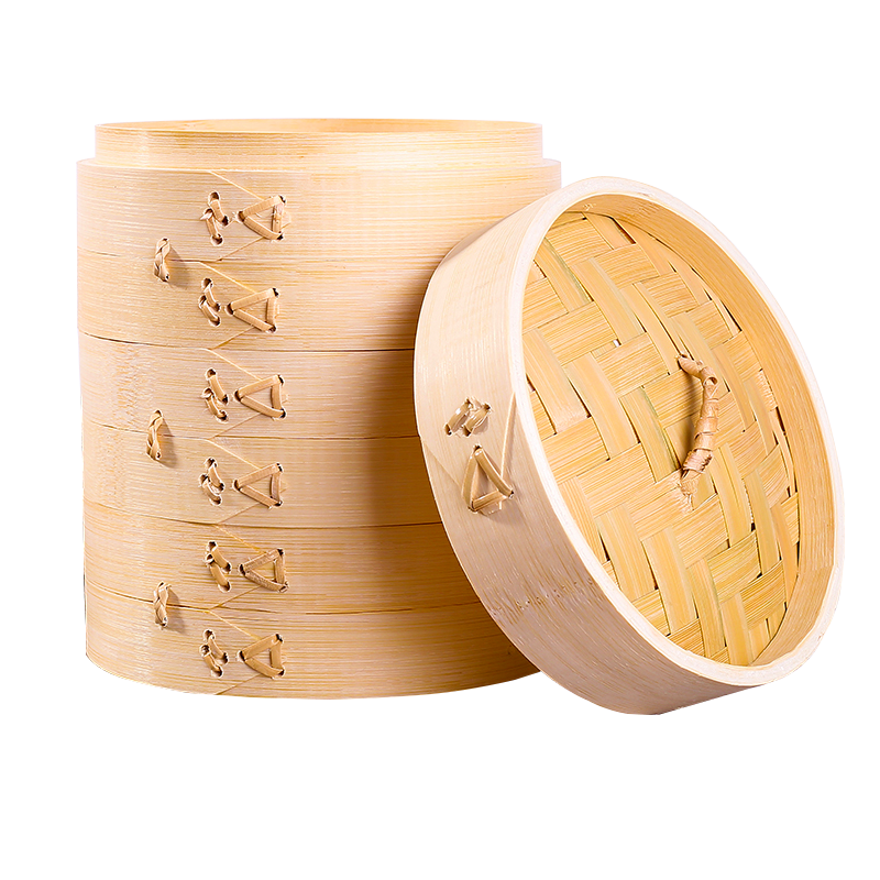 Wholesale amazon hot selling 2023 2 Layer Traditional Asian mini bamboo steamer favors for dim sum, chicken, fish, vegetable