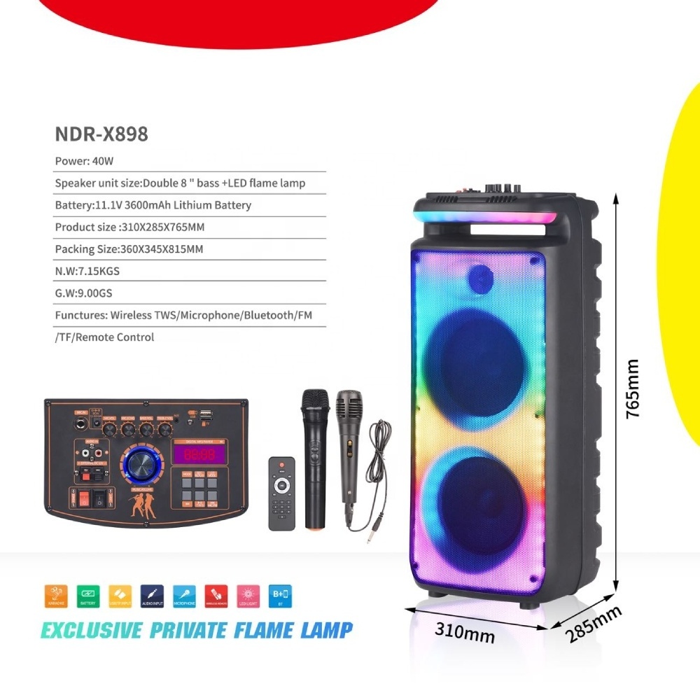 NDR-898 High Power Home Theater System Dj Equipment Trolley Subwoofer 60 watts BT Speaker fire light party speaker