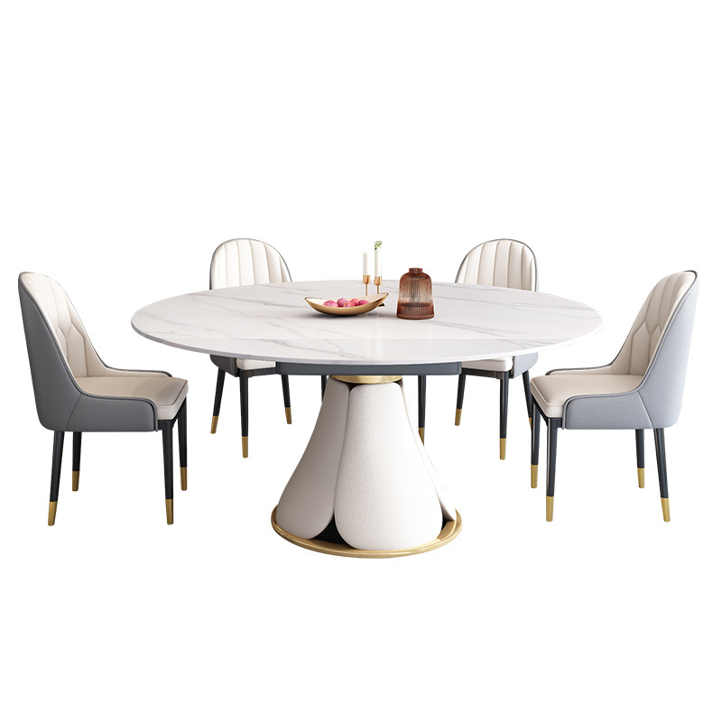 New designed Marble  Extendable Round Dinner Table rotating adjustable rectangular circular dining table