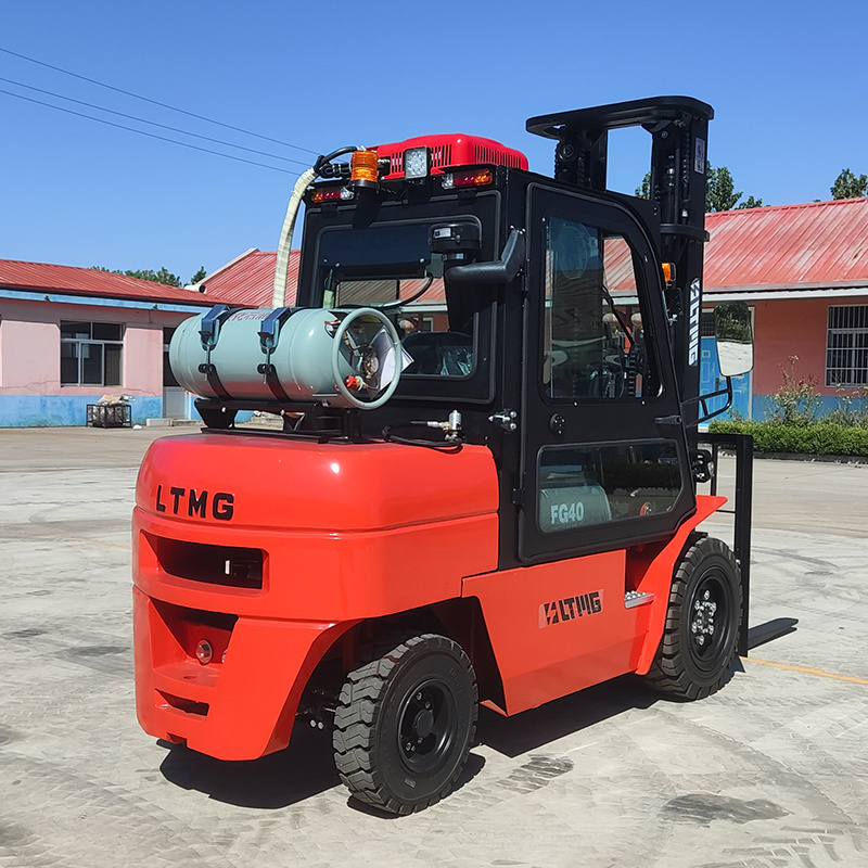 Chinese high quality LPG forklift truck 4000kg 4ton small gasoline 4 wheel  lpg forklift price with solid tire