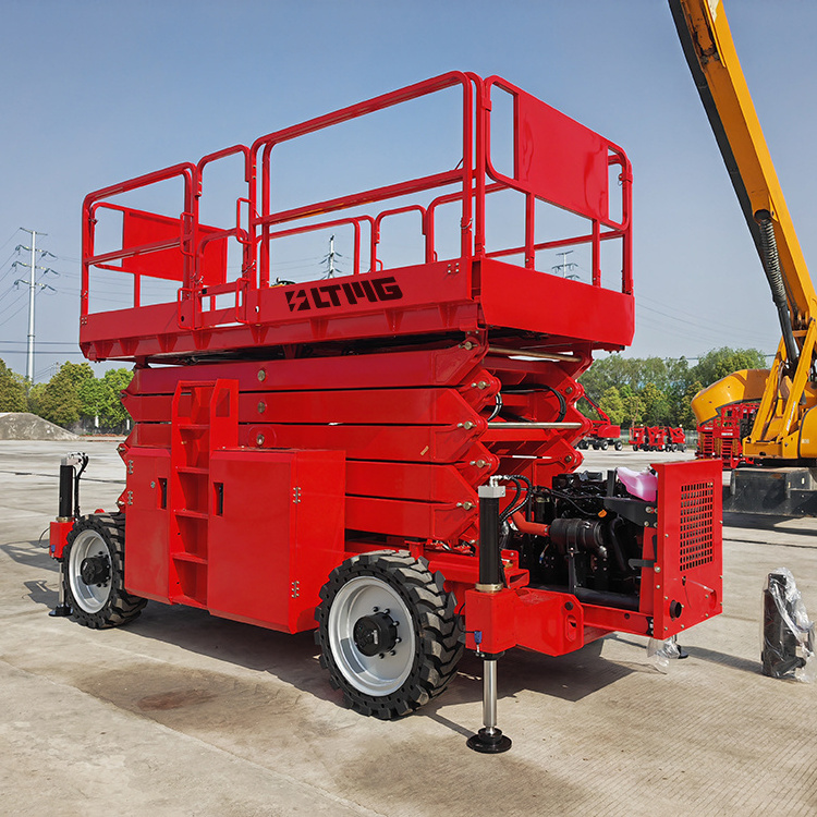 Factory price 10m 12m height hydraulic 300kg wheel aerial work platform small electric scissor lift with strong outrigger