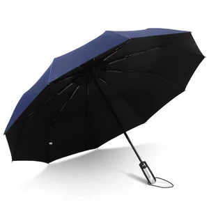 Umbrella supplier travel umbrella black pongee waterproof auto open Paraguas 8 10 12 ribs 3 Folding UV Automatic umbrella