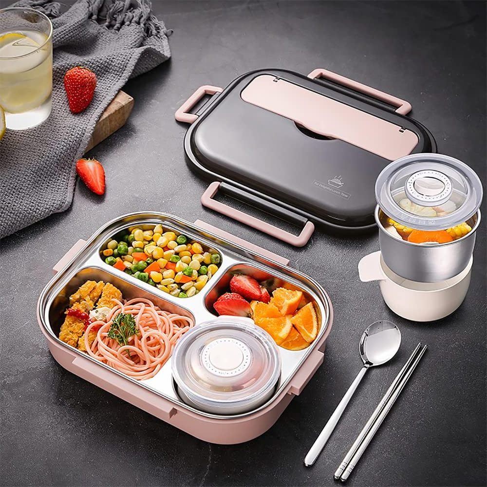 new trending food grade insulated child student plastic metal 304 stainless steel bento lunch box with compartment