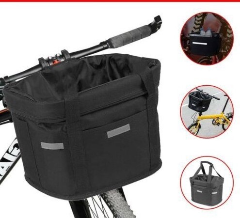 Bicycle Front Basket Collapsible Bike Handlebar Basket Pet Cat Dog Carrier Bag Shopping Commuting Cycle Biking Front Baggage Bag