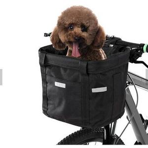 Bicycle Front Basket Collapsible Bike Handlebar Basket Pet Cat Dog Carrier Bag Shopping Commuting Cycle Biking Front Baggage Bag