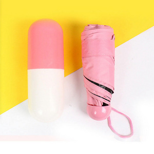 Mini Capsule Umbrella Anti UV Vinyl Sunscreen with Case Rain Umbrellas Portable Sun Block Pocket Umbrella