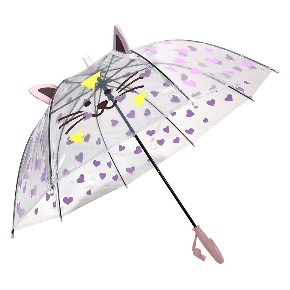 POE Transparent Clear Cute Cartoon Animals Character pattern 3D Ears Kids Children Umbrella