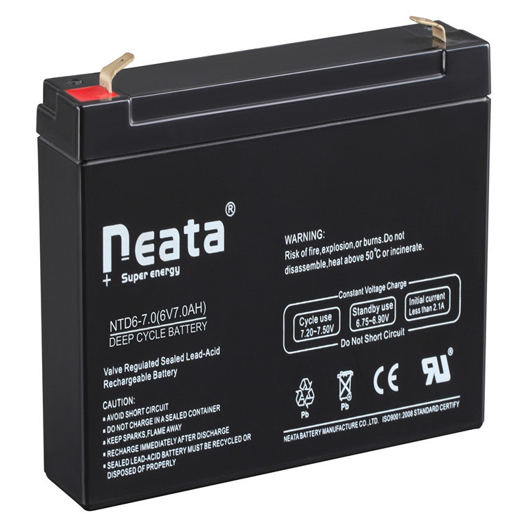 Neata 6v 7ah lead acid deep cycle battery for solar energy power system