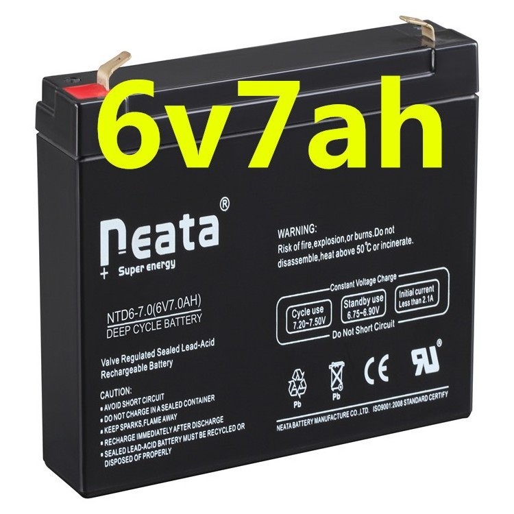 6V 7AH Battery For Kids, Sealed Lead Acid Maintenance Free Solar Battery