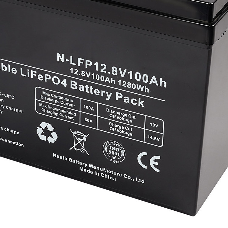 Neata Rechargeable Generator Emergency Backup Long Life LiFePO4 12.8V 100Ah Bateria De Litio Para Panel Solar