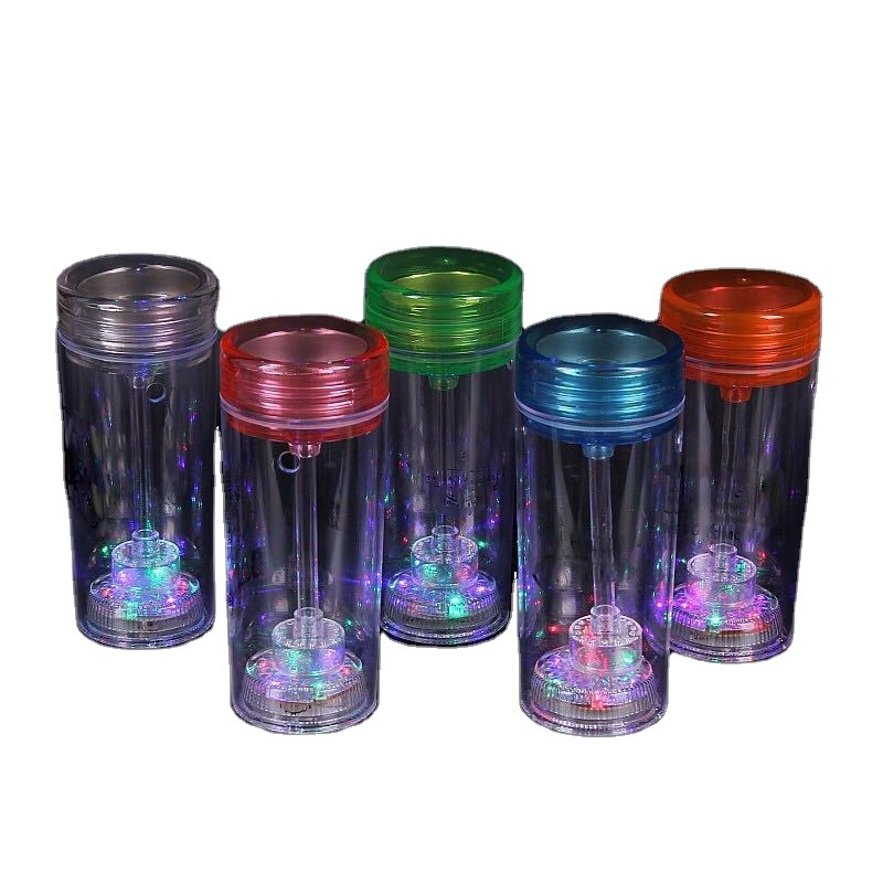 2024 Travel Smoking ShiSha Bottle Round Clear Electric Hookah Portable Hookah ShiSha Plastic Wholesale Hookah With Led Light