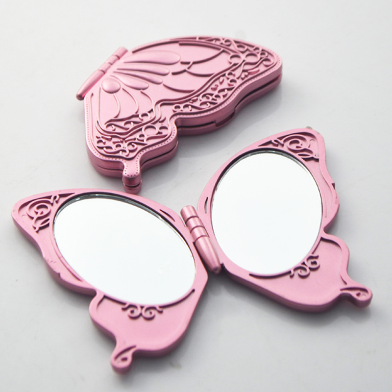 Custom Logo Double Size Cosmetic Butterfly  Mirror Custom Cute Pocket Compact Mini Mirror For Girl Makeupr