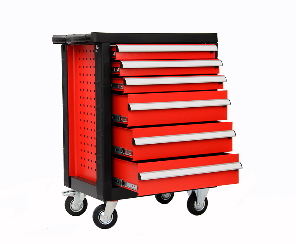 Neatly Popular Auto Repair Lockable seven-drawer Red tool cabinet with 196pcs Hand Tool Sets for Garage Storage