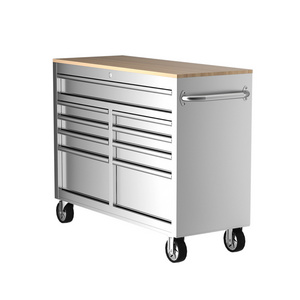 Neatly Stainless steel top  46 inch 9 Drawer cabinet tool chest Garage  Tool Cabinet Cart with Lock wheel