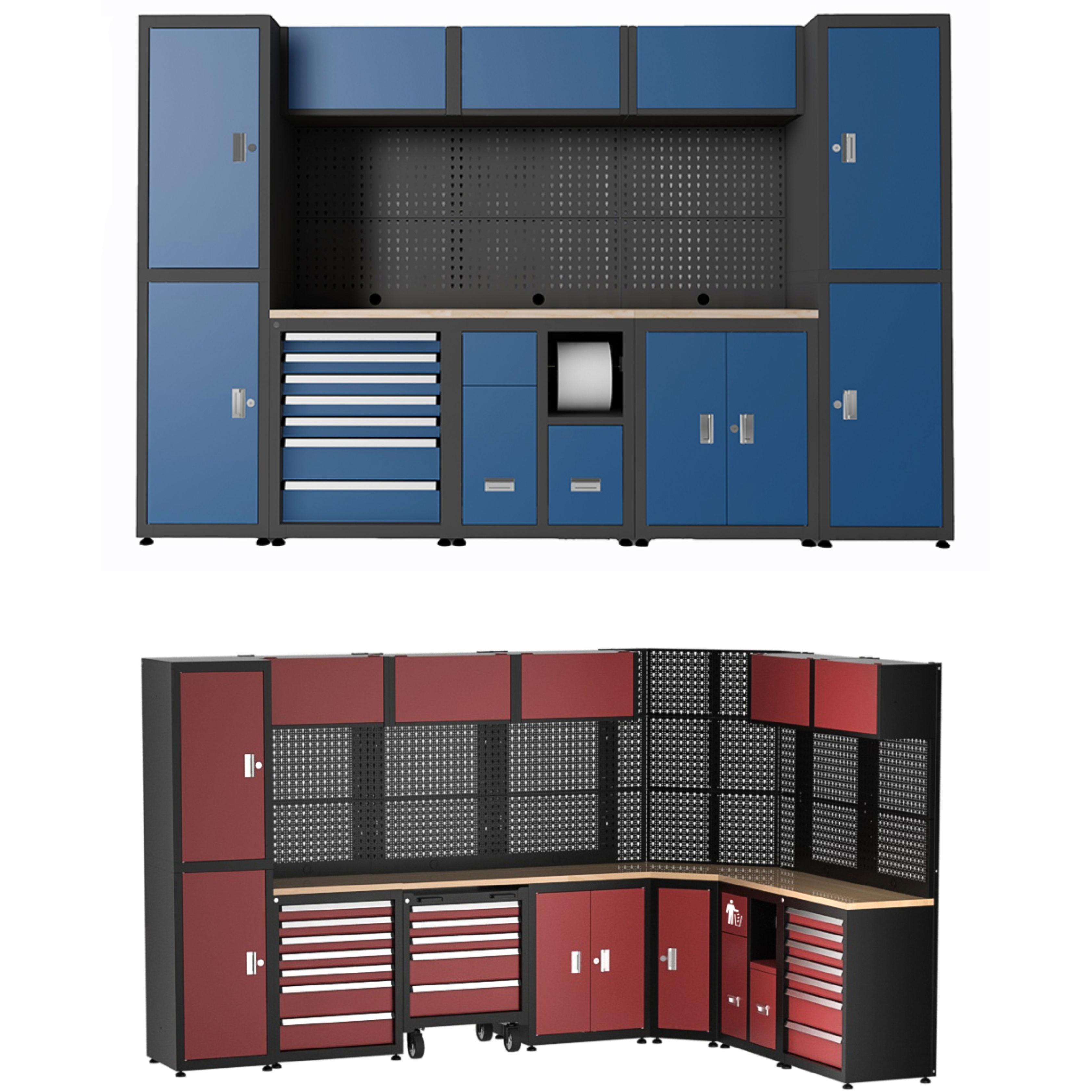 Neatly Modular Garage Workstation with Heavy-Duty Metal Steel Workbench Drawers Storage Cabinets for Garage Storage