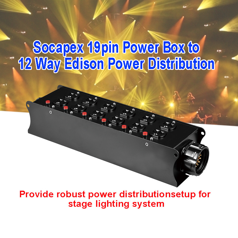 SOCAPEX Power Distro Box 19Pin to 3 Phase Breakout Edison Power Distribution Equipment