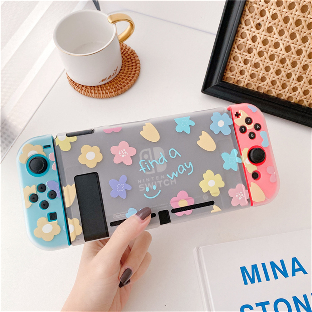 Painted Flower Planet Case for Nintend Switch Transparent Tpu Soft Cover Protective Shell Split Game Console for ns Accessories