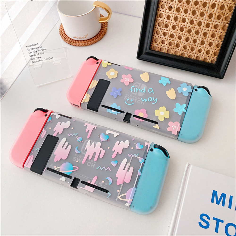 Painted Flower Planet Case for Nintend Switch Transparent Tpu Soft Cover Protective Shell Split Game Console for ns Accessories