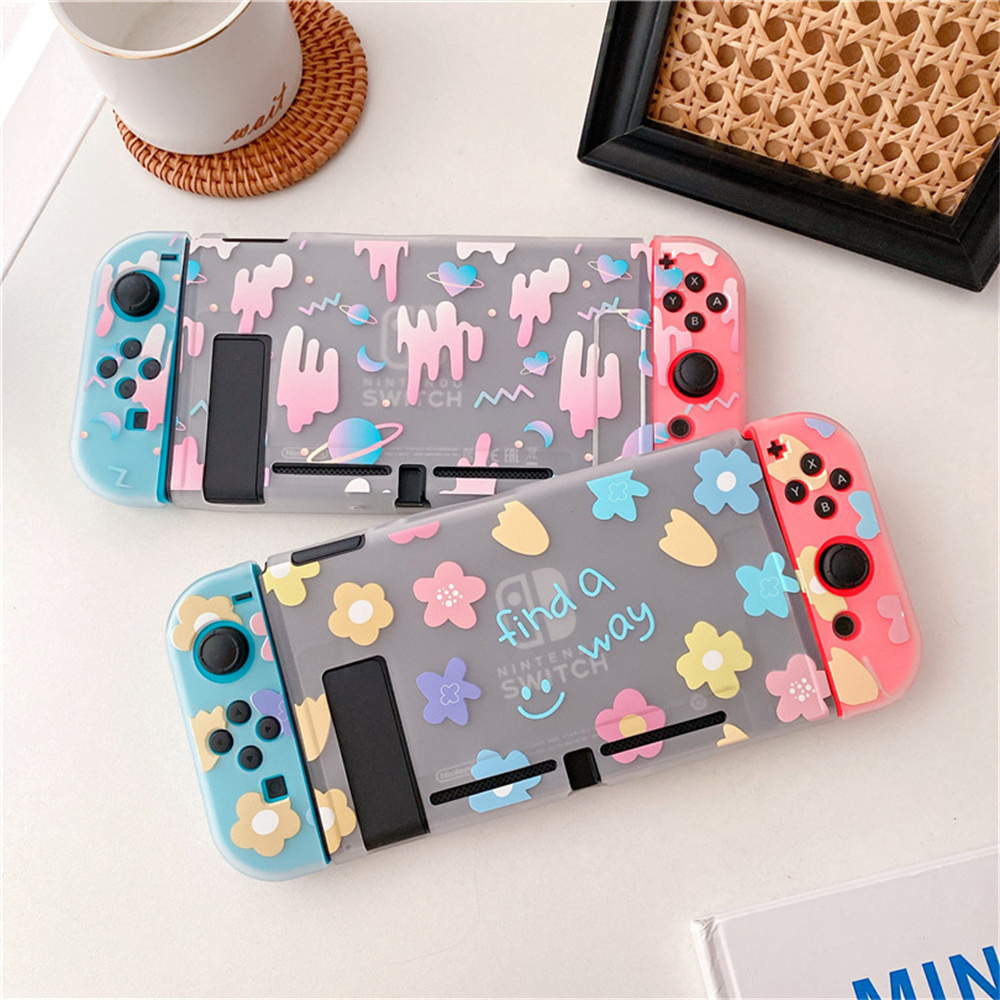 Painted Flower Planet Case for Nintend Switch Transparent Tpu Soft Cover Protective Shell Split Game Console for ns Accessories