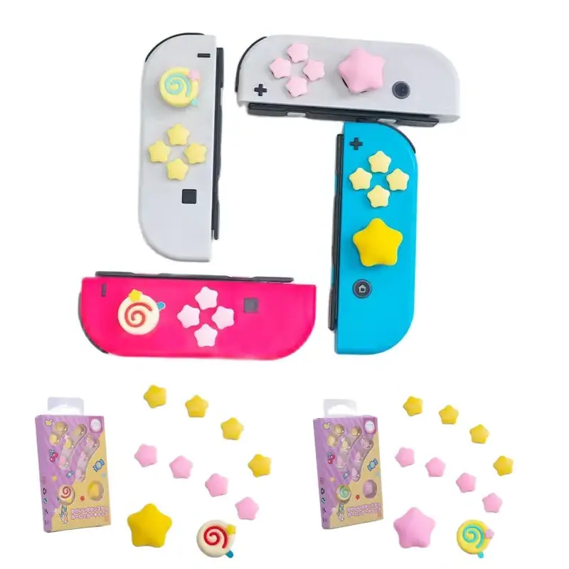 Star ABXY Key Sticker DIY Button Joystick Thumb Stick Grip Cap Cover For Nin tendo Switch Oled NS Joy-con Controller Skin Case