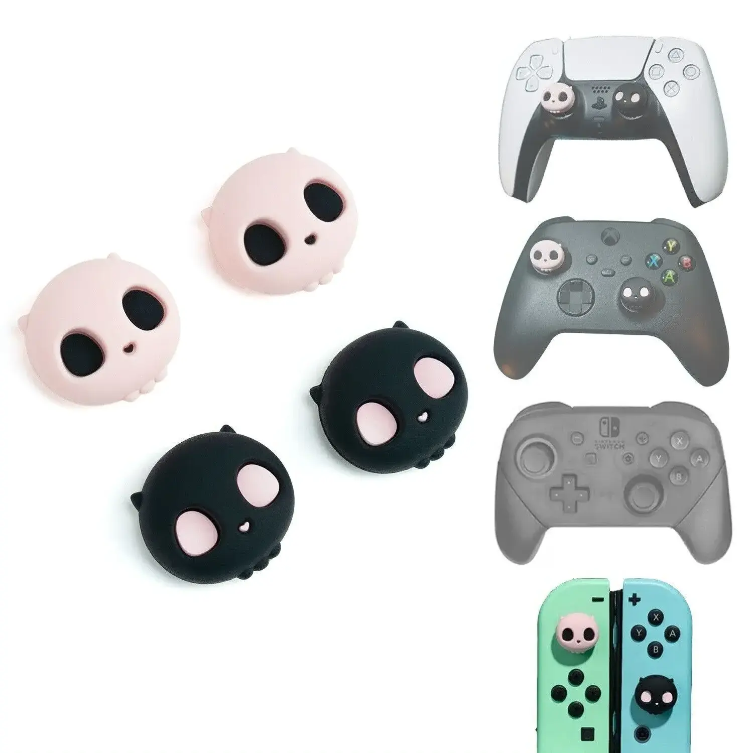 Pink Skull Joycon Thumb Grip Caps Silicone Joystick Cover for Nintend Switch/Switch OLED Lite ps4 ps5 Steam Deck games accessory