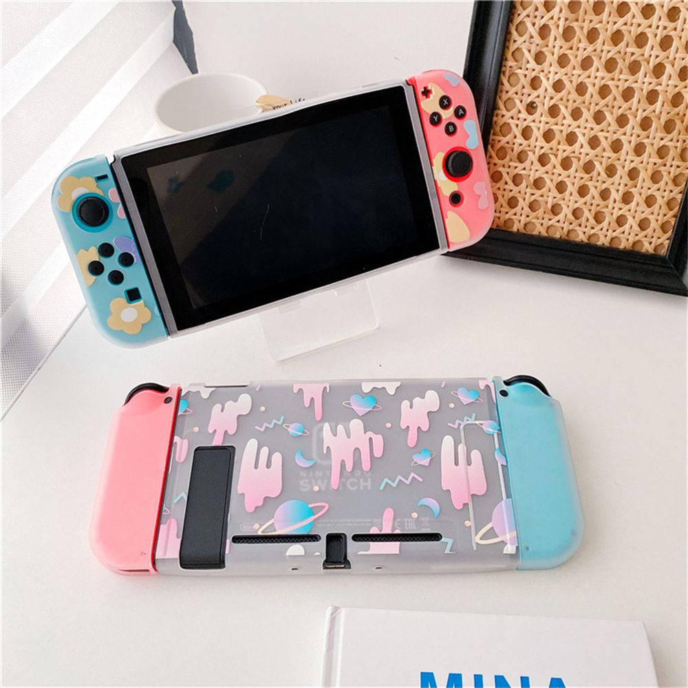 Painted Flower Planet Case for Nintend Switch Transparent Tpu Soft Cover Protective Shell Split Game Console for ns Accessories