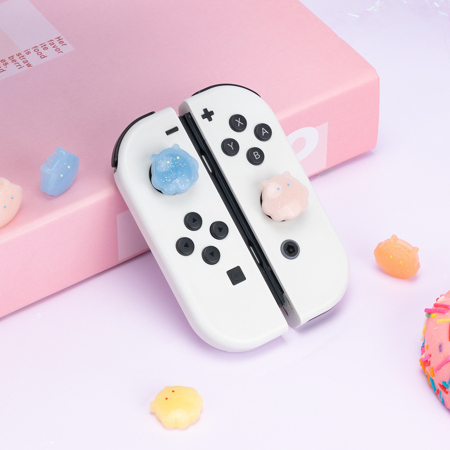 New trend nin tendo switch oled/switch joystick cap console controller button case gamepad cover ns octopus rock glitter