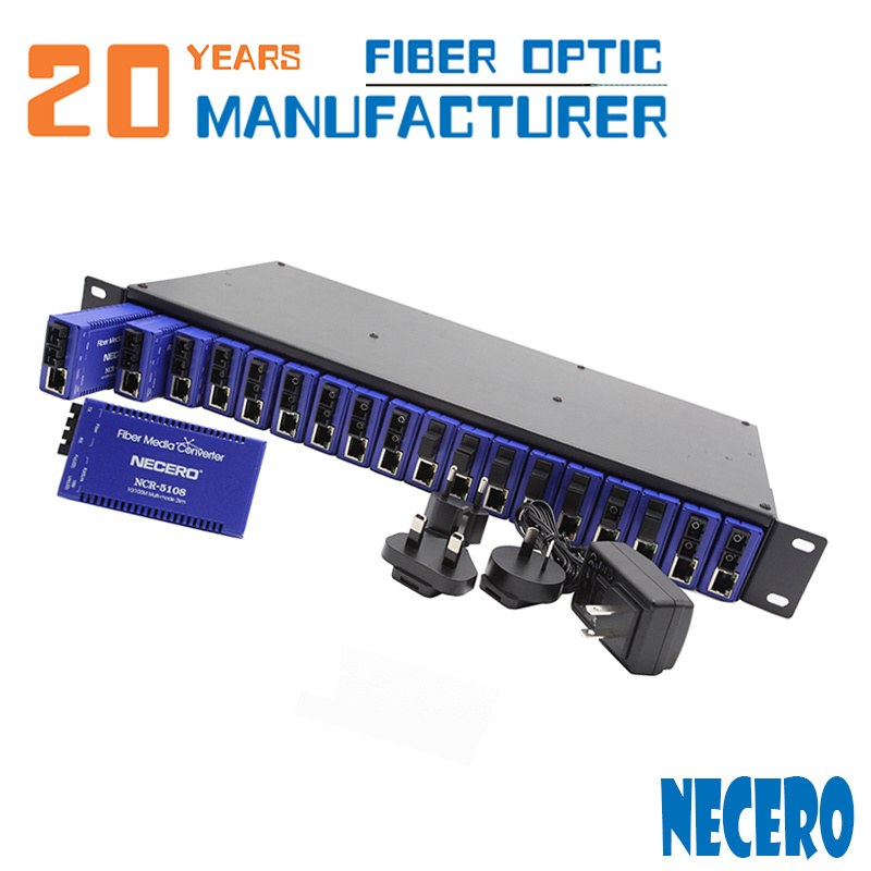 Fiber Optic Switch by Necero Hot Sale 16 Port Factory FTTX Metal Case Support SC, FC Etc 20km Indoor Only CN;GUA 12.