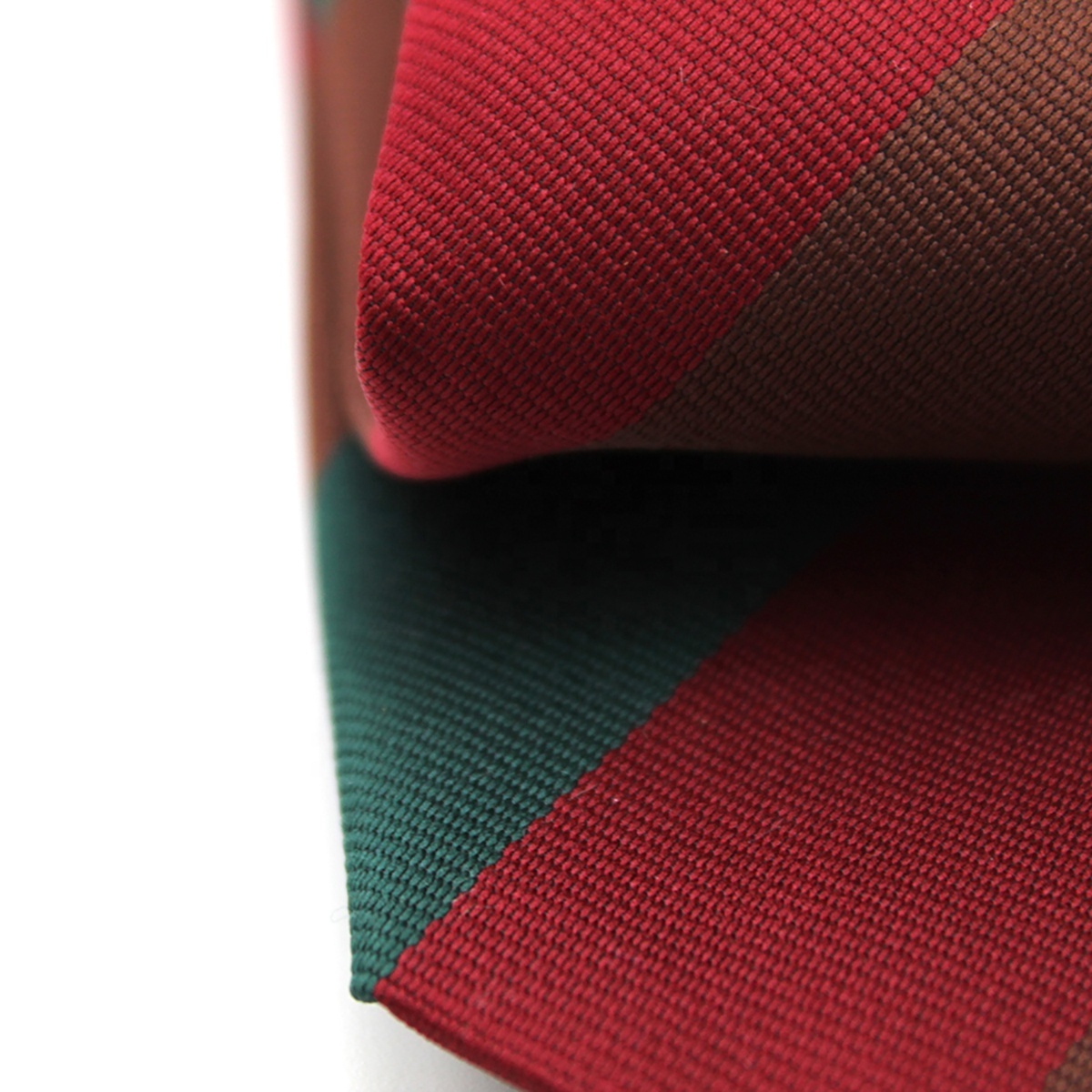 Bespoke China Manufacturer Wholesale Necktie Polyester Microfiber Woven Fabric Handmade Classic Red And Green Stripes Neck Tie