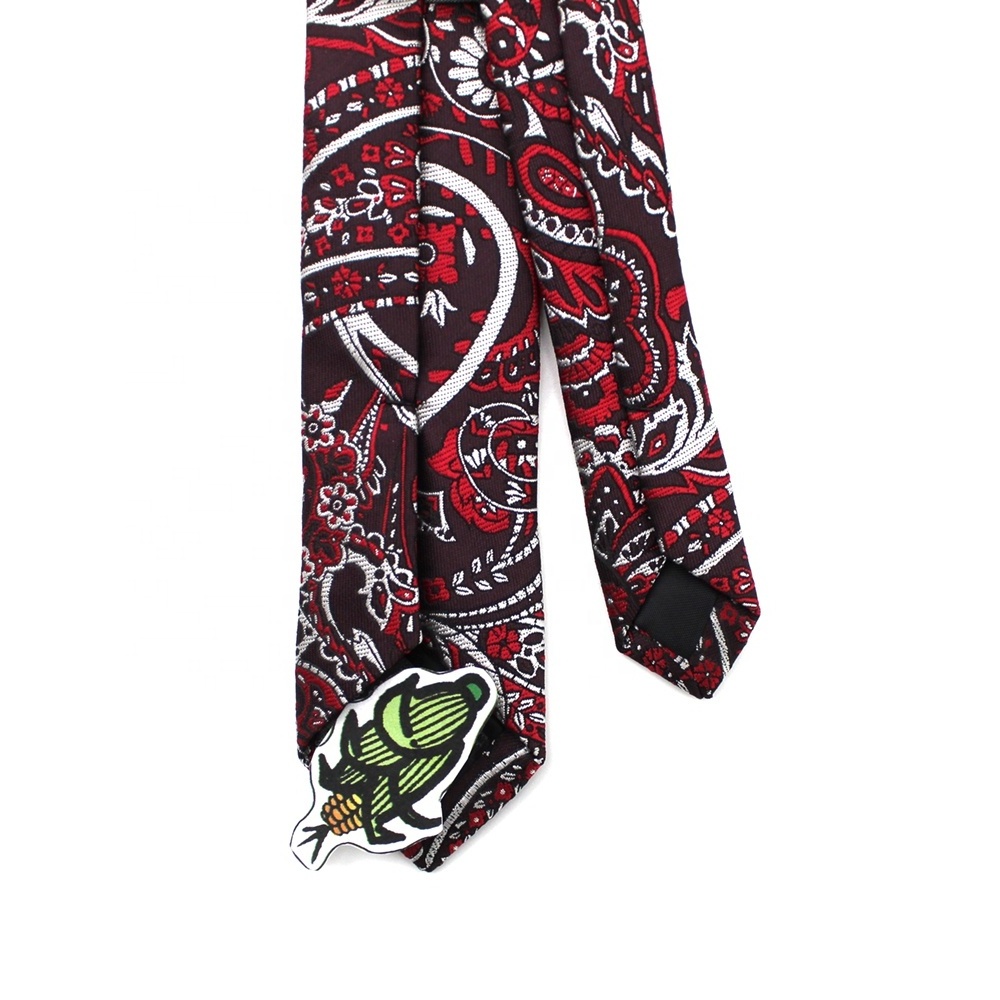 China Wholesale Microfiber Polyester Woven Fabrics Pre-tied Slim Skinny Red Classic Paisley Custom Patterned Boy Necktie