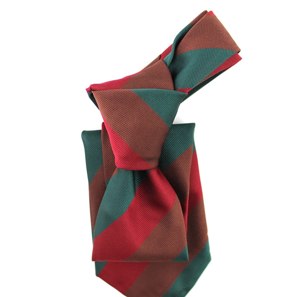 Bespoke China Manufacturer Wholesale Necktie Polyester Microfiber Woven Fabric Handmade Classic Red And Green Stripes Neck Tie