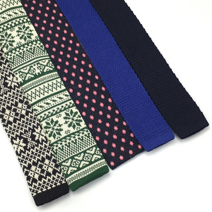 China Supplier Wholesale Winter Fashion Flat Head Slim Skinny Embroidered Mens Custom Necktie Woollen Knitted Ties