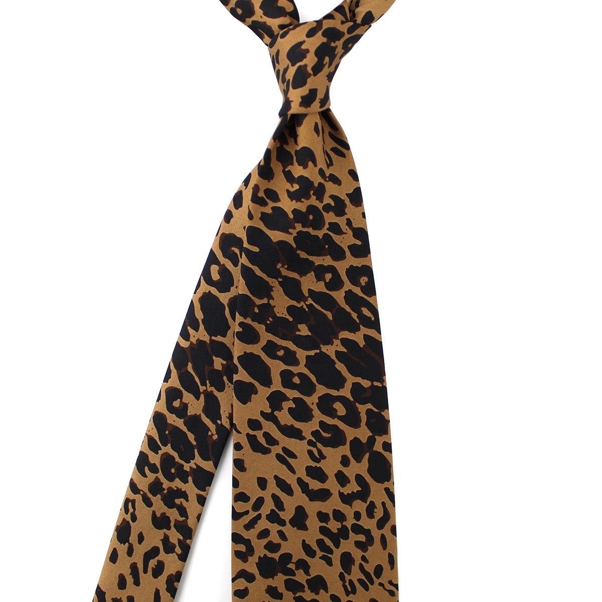 Show Your Wild Side Microfiber Polyester Custom Neck Ties Unrestrained Spotted Tan Taupe Untamed Cheetah Leopard Print Mens Ties