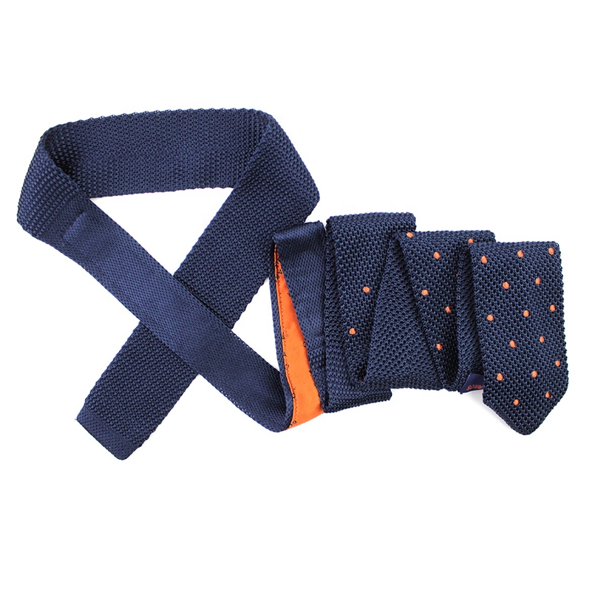 Knit Ties Point Tip Slim Skinny Red Polka Dot Embroidered Knitting Custom Necktie Polyester Wholesale Dark Blue Knitted Tie Men