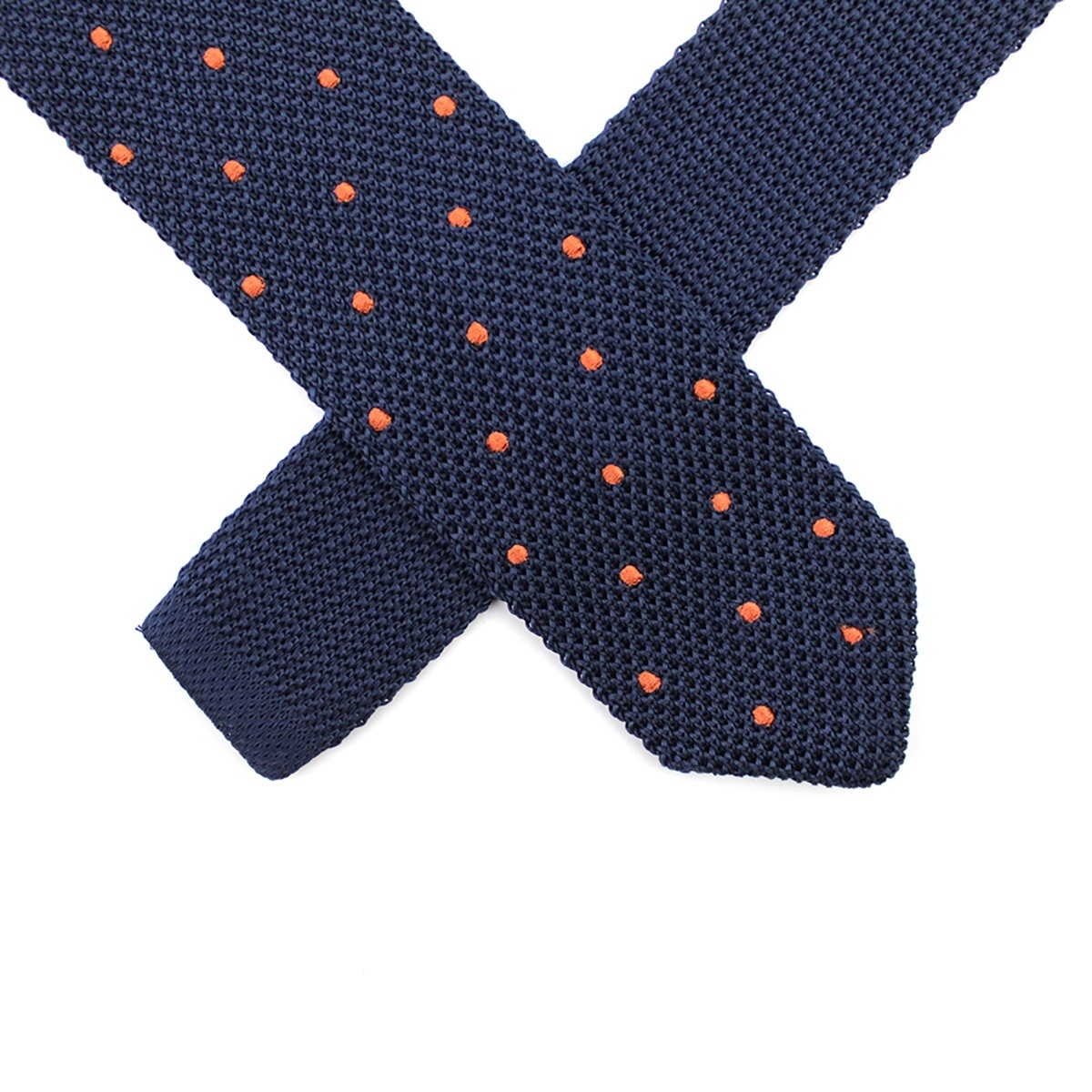 Knit Ties Point Tip Slim Skinny Red Polka Dot Embroidered Knitting Custom Necktie Polyester Wholesale Dark Blue Knitted Tie Men