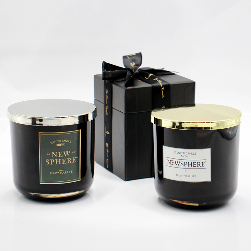 12OZ 440ML Perfume custom black teak candle with scented candle gift box