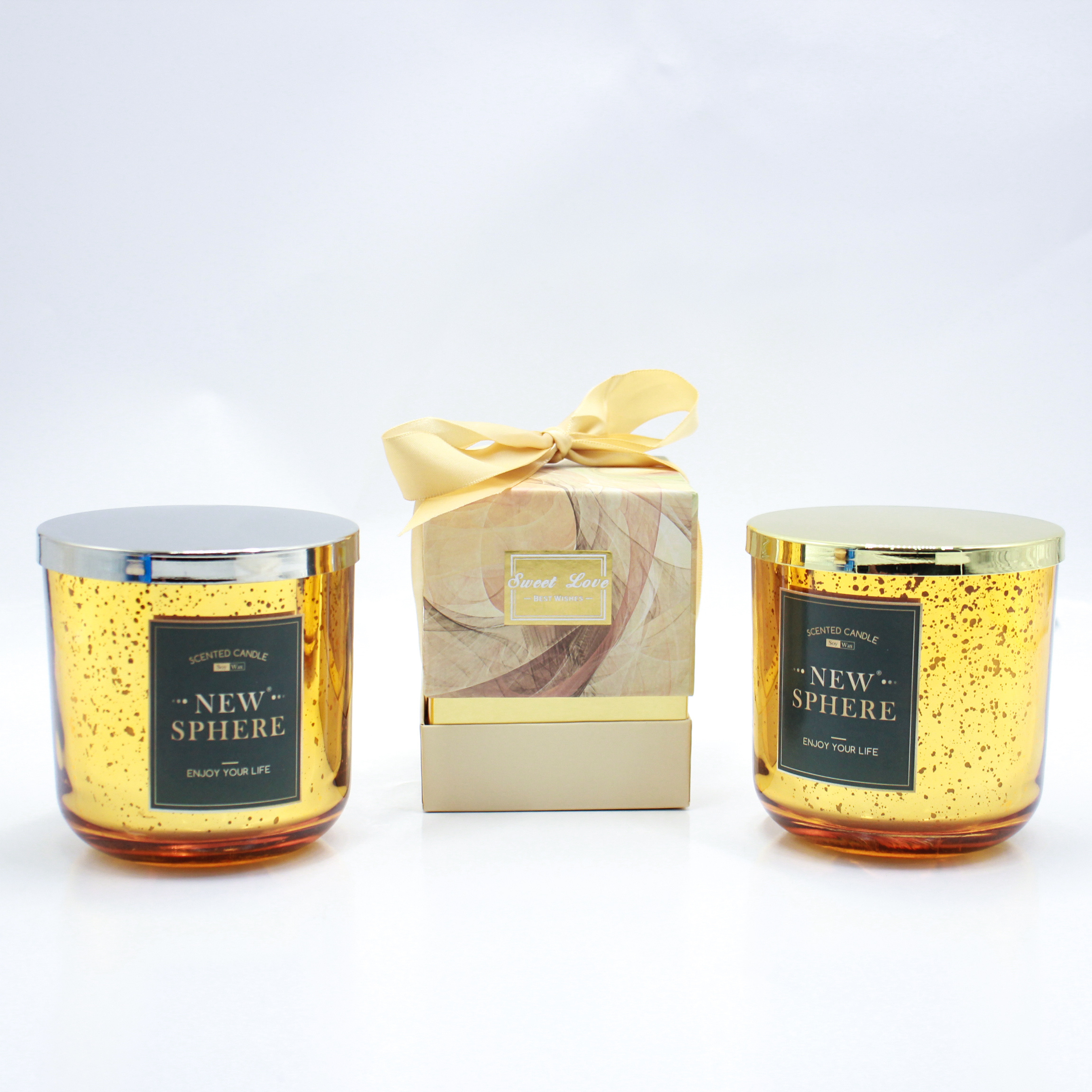 Custom Empty Jar with Lid Prayer Large Vessel Luxury Gold Glass Candle Jars In Bulk