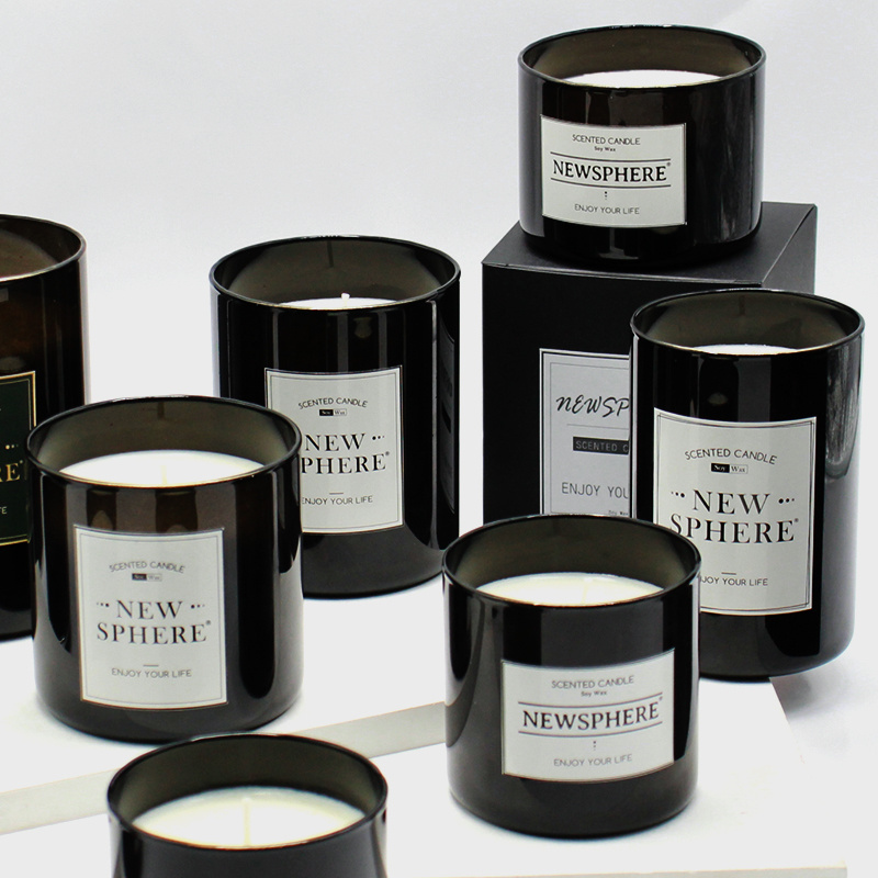 12OZ 440ML Perfume custom black teak candle with scented candle gift box