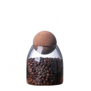 NEW Small Borosilicate Round Glass Jars with Ball Shaped Cork Glass Food Storage Container