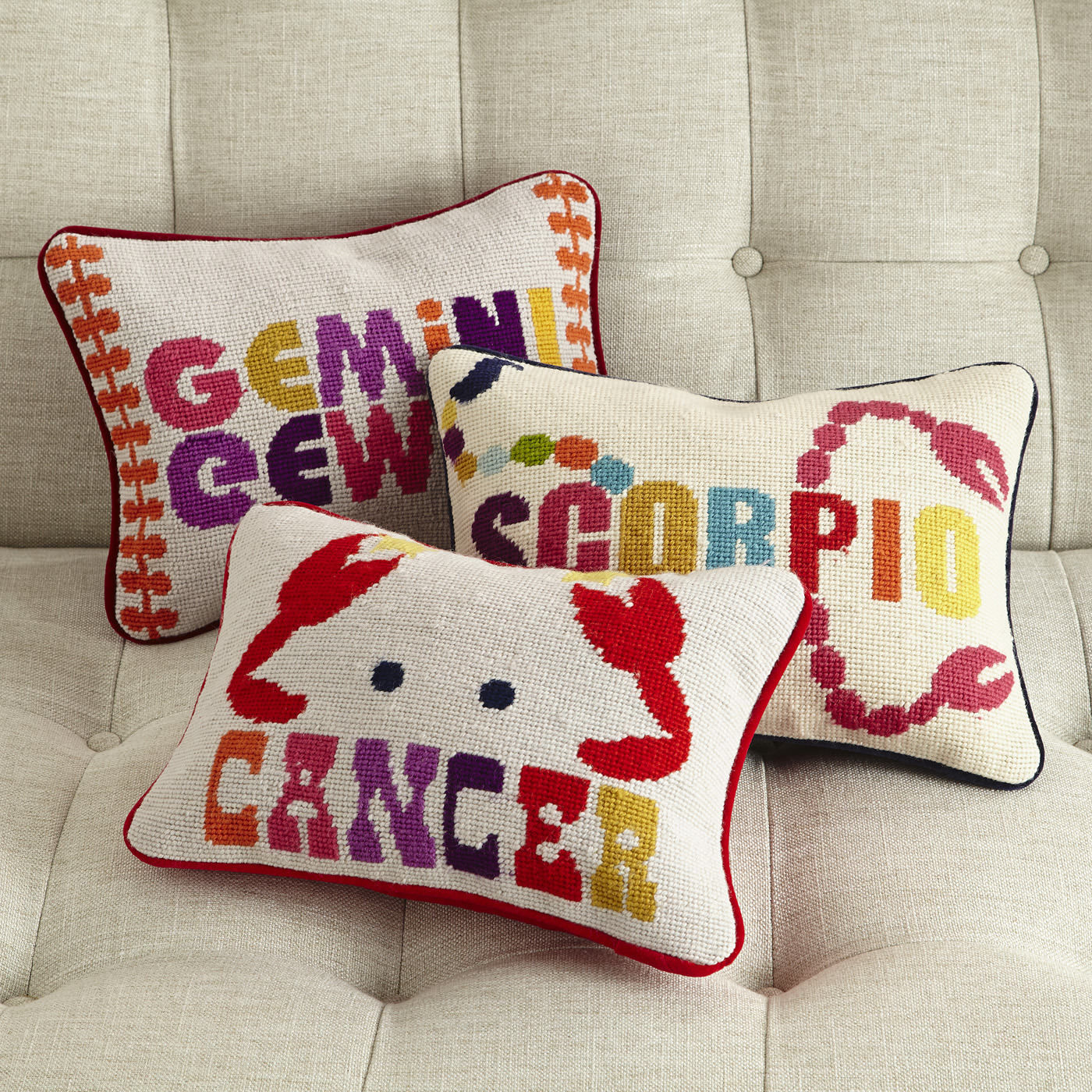 Personalised Pillow Designer Cancer Zodiac Needlepoint Throw Embroider Cushion Cover