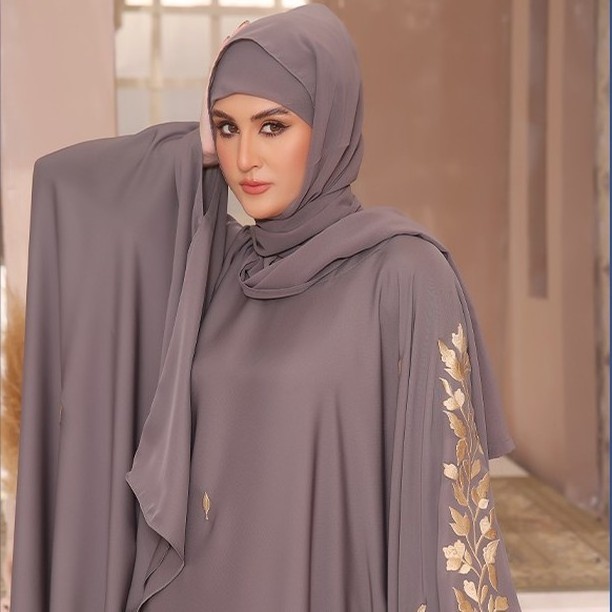 New Arrival 2023 Eid Al-Adha Luxury Kimono Cardigan Embroidery Grey Color Butterfly Abaya Umbrella Style Modest Nidah Chiffon