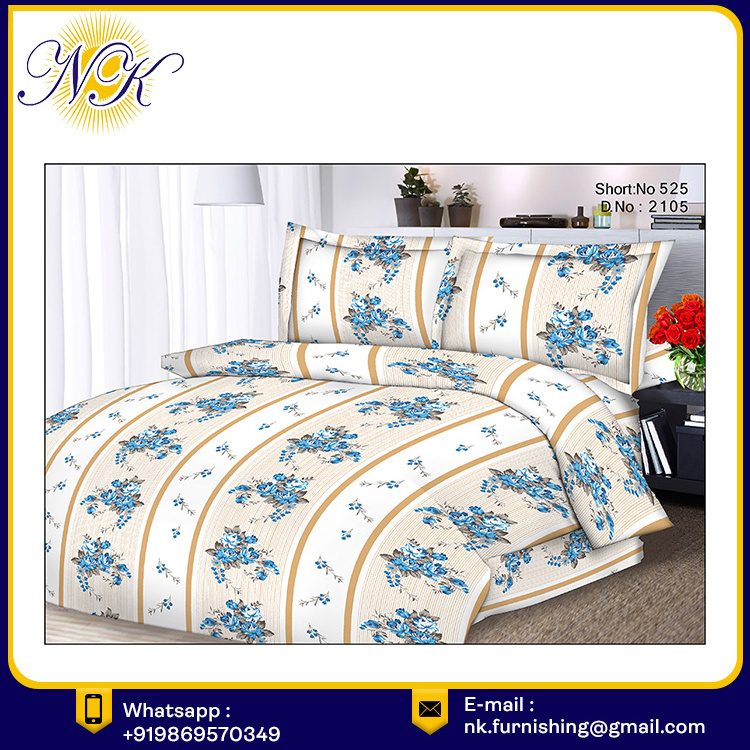 Hand Woven 100% Cotton Floral Design White Indian King Size Double Bed Sheet With Duvet Pillow Covers Wholesaler