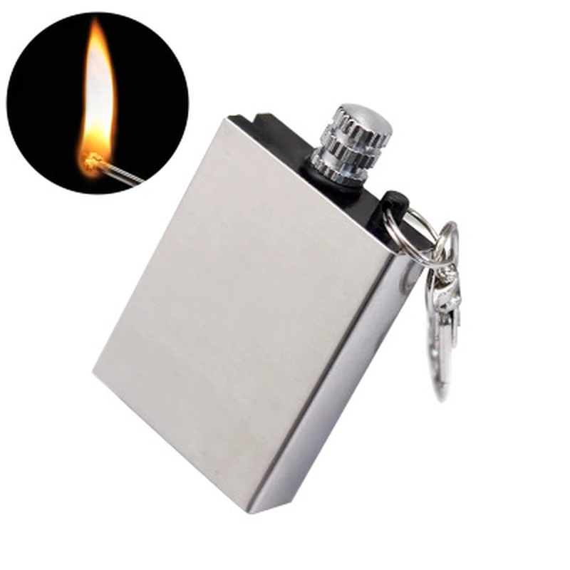 Permanent Lighter encendedores Match Key Chain Matches Stainless Steel Shell No Fuel Waterproof Lighter Cigarette Accessories