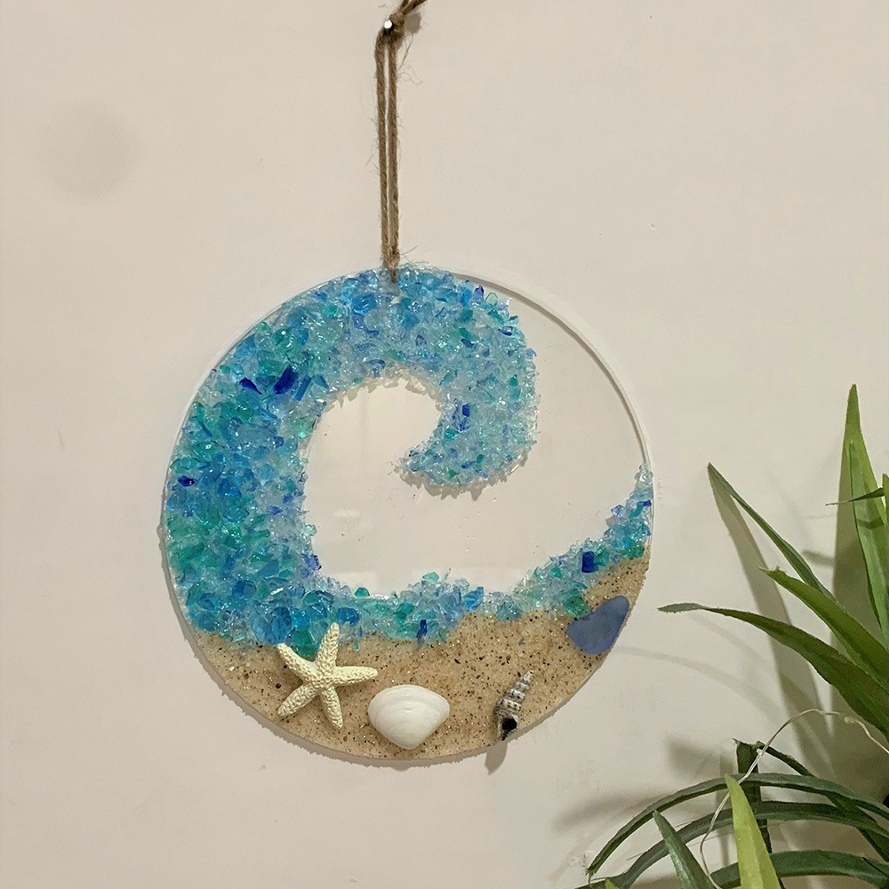 Acrylic Sun Catcher Beach Home Decor Kid Room Bedroom Wall Art Sun Catcher Pendant Sea Glass Art Beach Art Beach Lover Gift