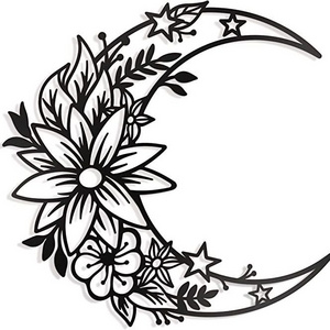 Moon Forest Metal Art Forest Scene Rustic Wall Decor Iron Silhouette Cutting Crafts For Living Room Bedroom Home Decoration