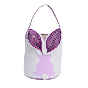 Glowing Bunny Basket Creative Light Up Easter Decorations Rabbit Ear Candy Bag Easter Decor Supplies Tote Bucket Gift Bag