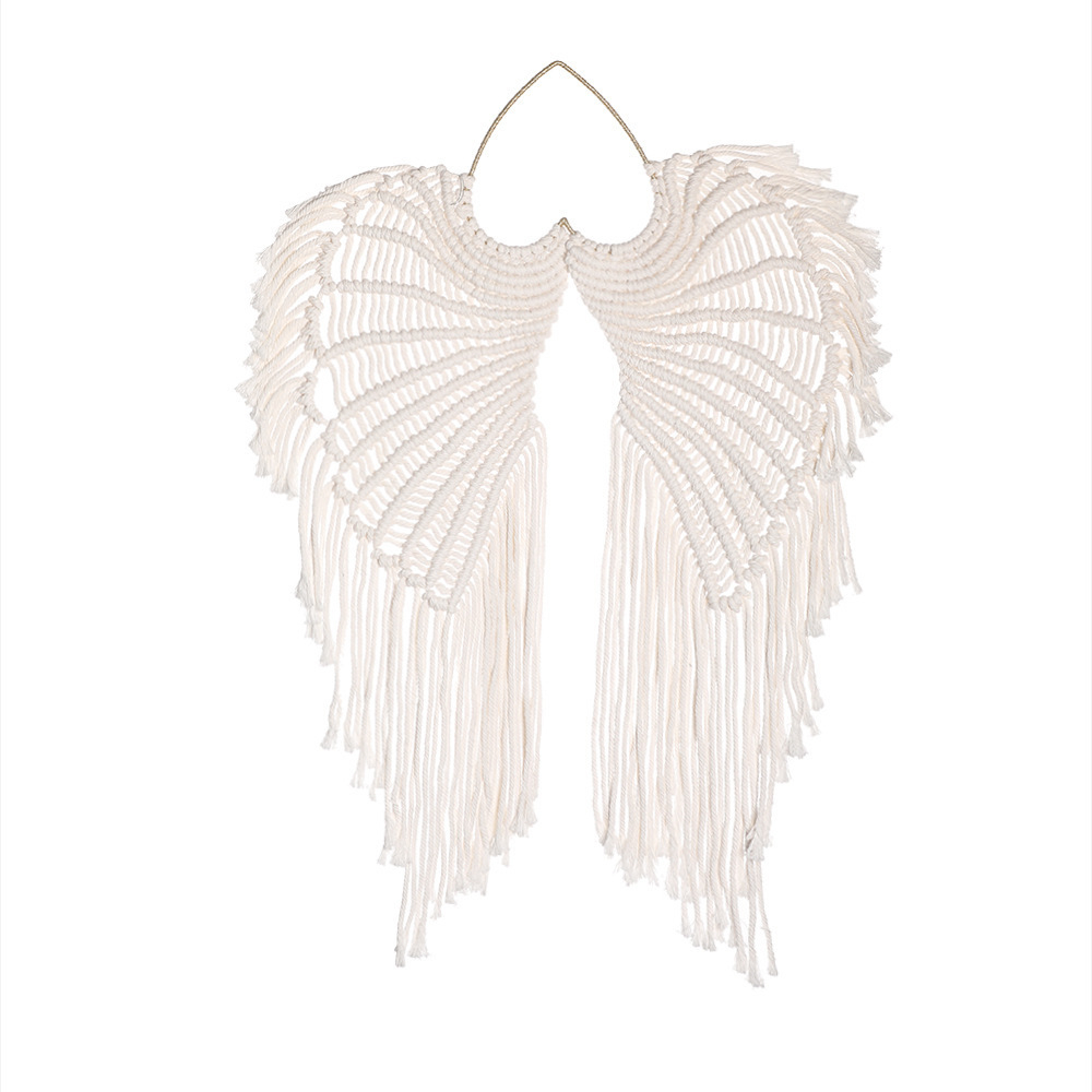 Bohemian Style Angel Wings Woven Tapestry Hand-woven Cotton Pendants Tassel Wall Hanging Tapestries Home Living Room Decoration