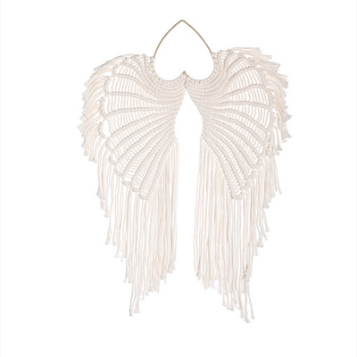 Bohemian Style Angel Wings Woven Tapestry Hand-woven Cotton Pendants Tassel Wall Hanging Tapestries Home Living Room Decoration