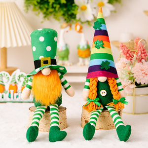 St. Patrick's Day Doll Decoration Green Leaf Festival Rudolf Doll Rainbow Faceless Doll Hanging Legs